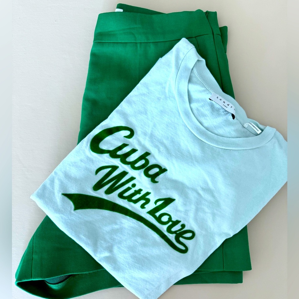 Sandro Cuba 🇨🇺 With Love ❤️ Green Tee & Shorts Set